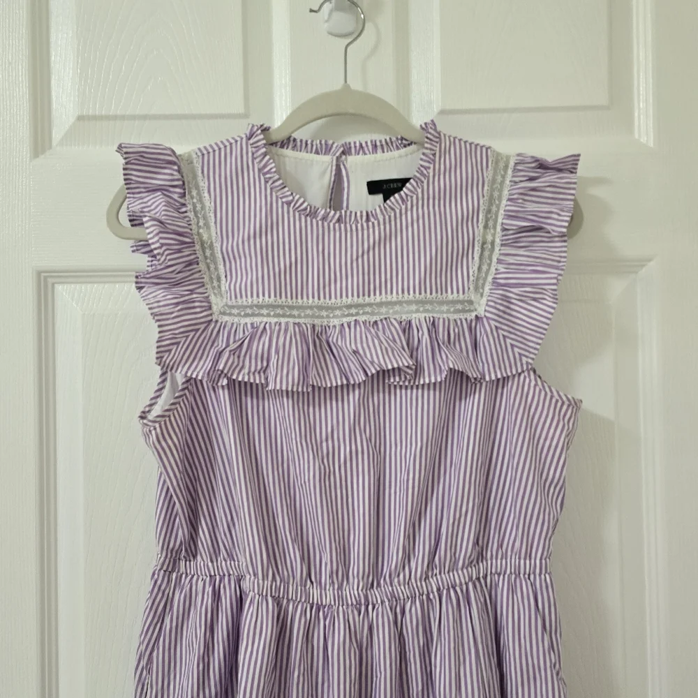 J.Crew Lavender Stripe Ruffle Tiered Midi Dress Size S - Picture 7 of 12